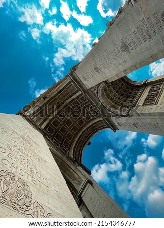 Arc de Triomphe in Paris shot from underneath. Royalty-Free Stock Photo #2154346777