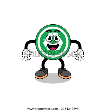 recycle sign cartoon with surprised gesture , character design