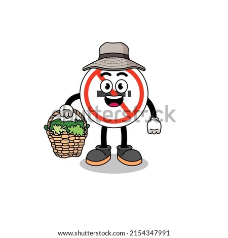 Character Illustration of no smoking sign as a herbalist , character design