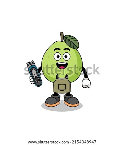 Cartoon Illustration of guava as a barber man , character design