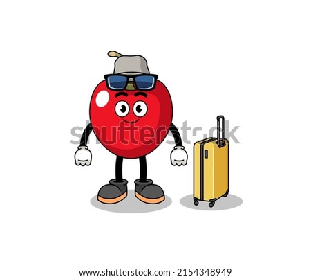 cherry mascot doing vacation , character design