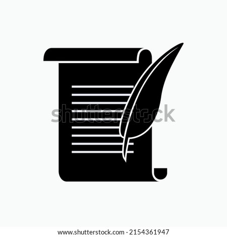 History Icon. Paper and Feather Symbol - Vector.