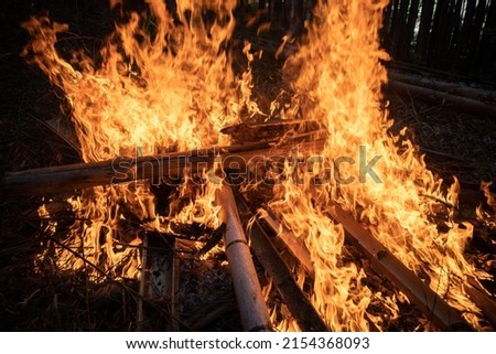 A photo of bamboo burning vigorously