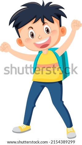 Male student cartoon character with backpack on white background illustration