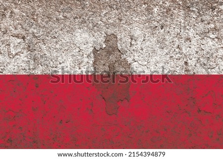 National flag of poland painted on a distressed old rusty iron sheet