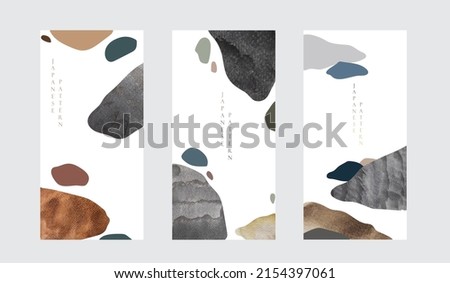 Japanese background with black and grey texture in stone and rock shape vector invitation card. Abstract art hand drawn pattern. Template design with geometric pattern in vintage style. Royalty-Free Stock Photo #2154397061