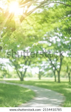 Blur nature green park with bokeh sun light abstract background. Copy space of travel nature adventure and environment ecology concept. Vintage tone filter effect color style.