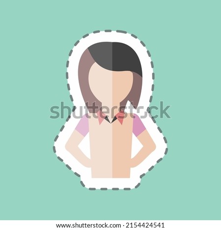 Sticker line cut Woman. suitable for party symbol. simple design editable. design template vector. simple symbol illustration