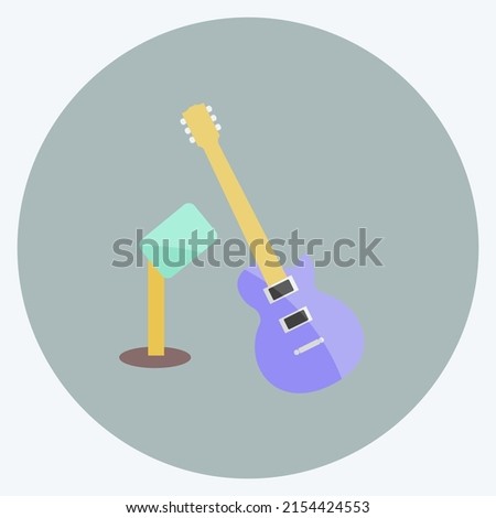 Icon Guitar and Mic. suitable for party symbol. flat style. simple design editable. design template vector. simple symbol illustration