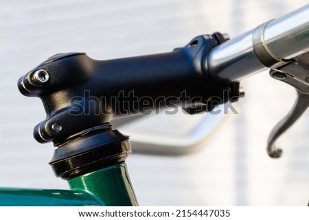 close up stem of old vintage bicycle, fixed gear bike