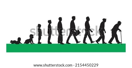 Life cycles of man from a little baby to senior man silhouette vector illustration. Royalty-Free Stock Photo #2154450229