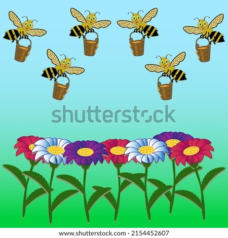 An illustration with bees and flowers.