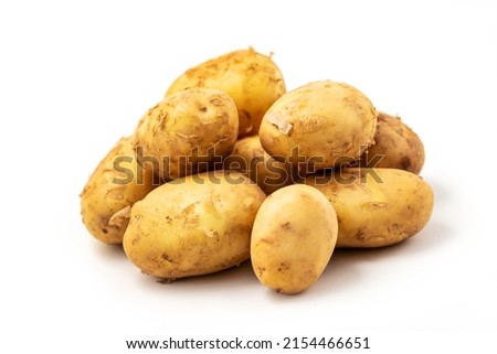 Heap of young potato isolated on white background with clipping path included. Organic potato right from the garden
 Royalty-Free Stock Photo #2154466651