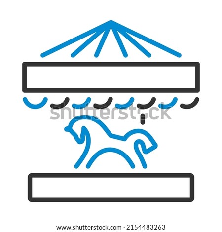 Children Horse Carousel Icon. Editable Bold Outline With Color Fill Design. Vector Illustration.