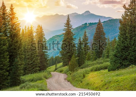 Mountain Landscape. Colorado Wilderness Backcountry Road. Royalty-Free Stock Photo #215450692