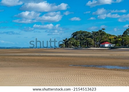 Landscape Scenery Grahams Beach during low tide, Manukau Heads, New Zealand