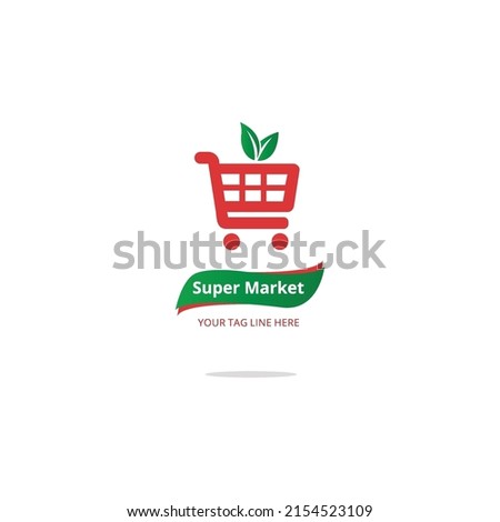 logo concept for shop , supermarket or supermall. organic shopping cart logo design. Royalty-Free Stock Photo #2154523109