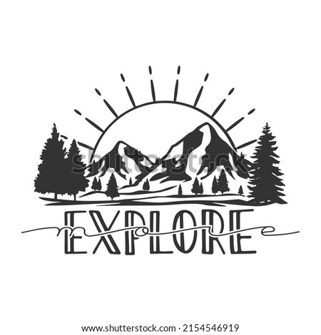 Explore More Illustration Clip Art Design Shape. Mountain Camping Silhouette Icon Vector. Royalty-Free Stock Photo #2154546919