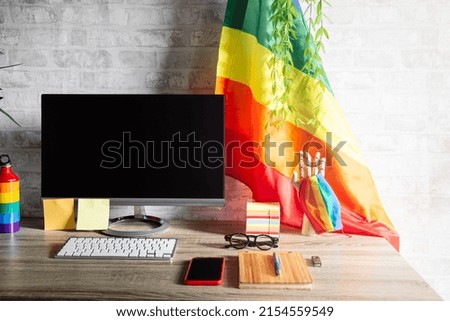 A beautiful office with LGBT accessories and decorations