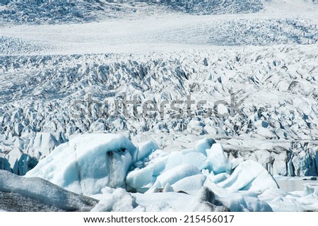 Detailed photo of the Icelandic glacier ice with a nice texture