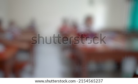 Defocused or blurred abstract background of the class situation of first day at school after celebrating Eid Mubarak