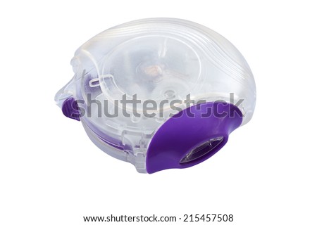 Asthma inhaler isolated on white background 