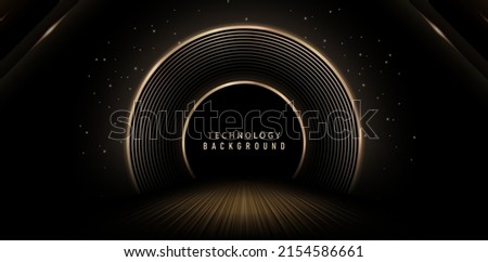 tunnel of lights in the dark radial golden lines for signs corporate, advertisement business, social media post, billboard agency advertising, ads campaign, motion video, landing page, website header Royalty-Free Stock Photo #2154586661