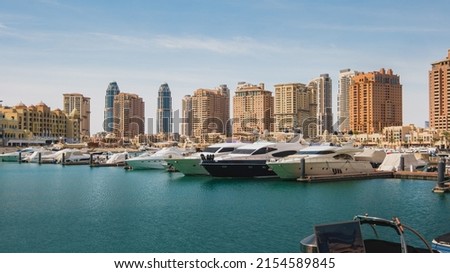 Marina View in Porto Arabia, The Pearl - Qatar Royalty-Free Stock Photo #2154589845