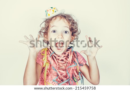 Girl with party hat Royalty-Free Stock Photo #215459758
