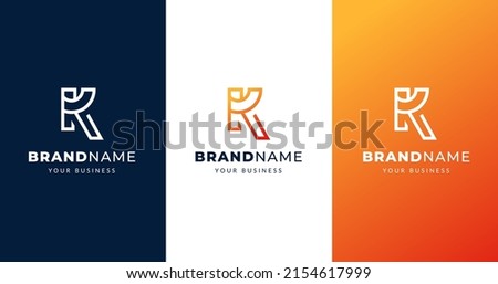 Initial K letter logo design template, minimalist line gradient concept, vector illustration