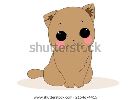 illustration of a cute and brown cat