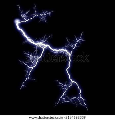 Lightning Overlays. Thunder Overlays. Lightning Background. Thunder Background. Lightning Overlays Isolated on black background. Thunder, lightnings and rain during summer storm. Lightning strike. Royalty-Free Stock Photo #2154698339