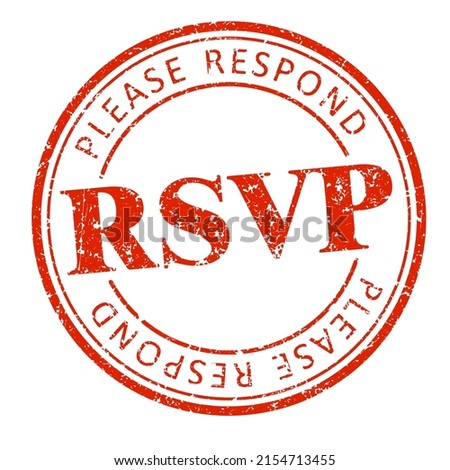 RSVP red round rubber stamp. Vector illustration for your design.	 Royalty-Free Stock Photo #2154713455