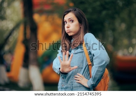 
Woman Saying No Asking for Personal Space and Alone Time. Girl setting boundaries for stalking ex-partner avoiding him
 Royalty-Free Stock Photo #2154745395