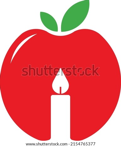 Logo design template, apple and candle combination logo concept