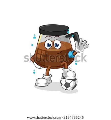 coffee machine playing soccer illustration. character vector