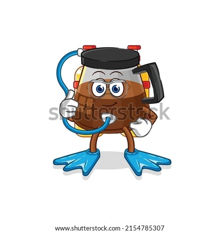 coffee machine diver cartoon. cartoon mascot vector
