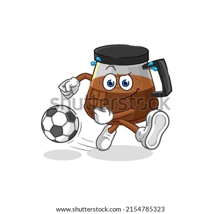 coffee machine kicking the ball cartoon. cartoon mascot vector