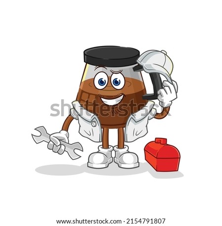 coffee machine mechanic cartoon. cartoon mascot vector