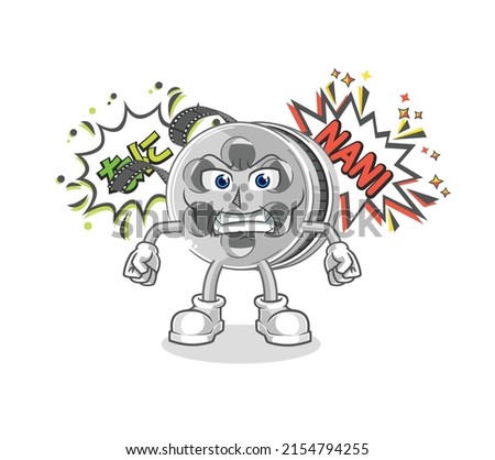 the film reel anime angry vector. cartoon character