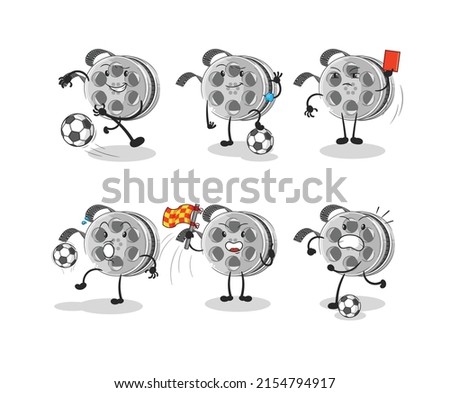 the film reel football group character. cartoon mascot vector
