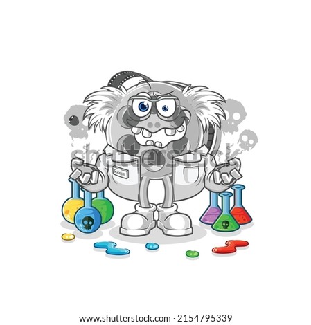 the film reel mad scientist illustration. character vector