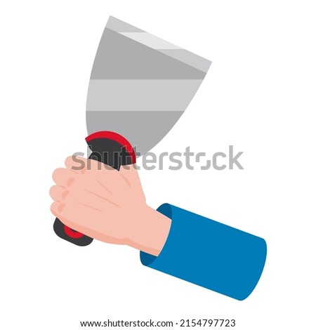 Construction tool putty knife, spatula repair tool. Hand hold spackling instruments. Vector illustration