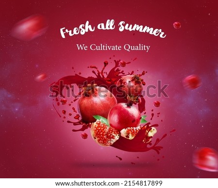 pomegranate Splashes background I Summer Background I Fruit Juice Royalty-Free Stock Photo #2154817899