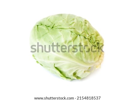 head of fresh green cabbage isolated on white background