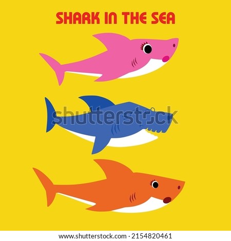 Sea World, Shark Population ilustration with yellow background