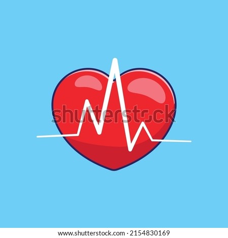 Red heart with heartbeat line medical background