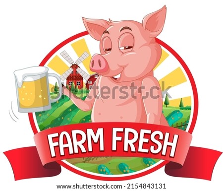 Pig farm fresh logo for pork products illustration