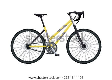 Realistic bicycle parts composition with isolated built-up mtb hardtail bike model on blank background vector illustration