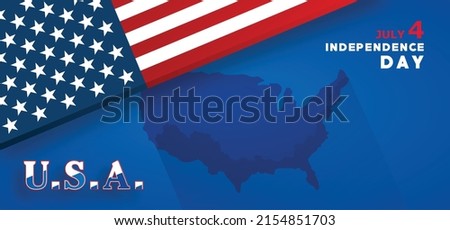 Happy Independence day of USA card with red paper cut style on color background for festive national anniversary of USA, on July 4